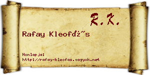 Rafay Kleofás névjegykártya